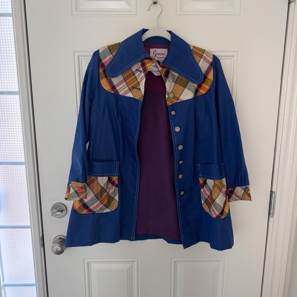 Vintage 70s plaid accent swing coat - Picture 3 of 8